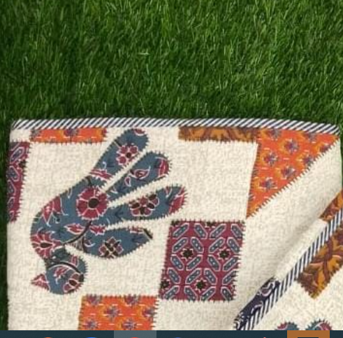 Set of 2 Ajrakh Blankets for summer - SINGLE/ TWIN- peacock patch work