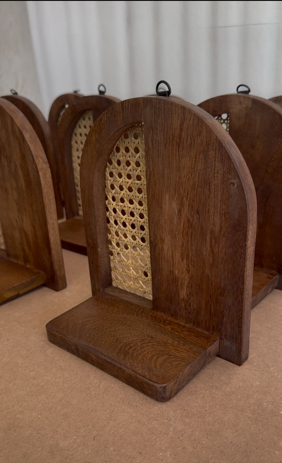 Wooden Wall Frames with Rattan Work - Set of four