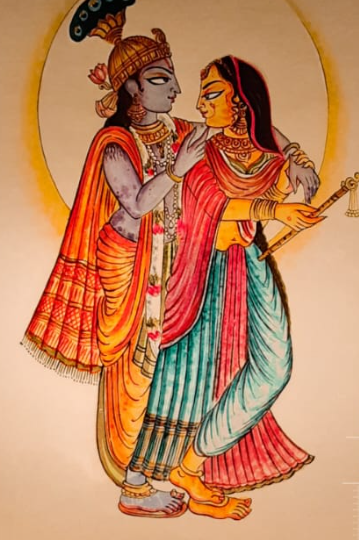 Radha Krishna handpainted lampshade