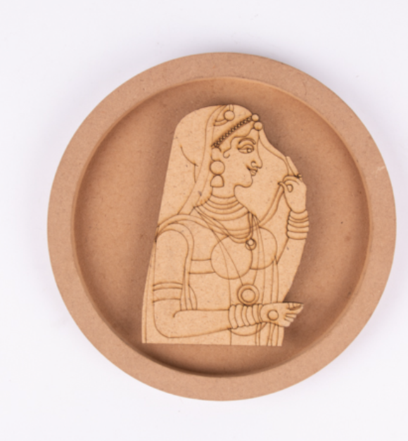 Set of 2 - MDF Cutouts wall plate - Women and Elephant