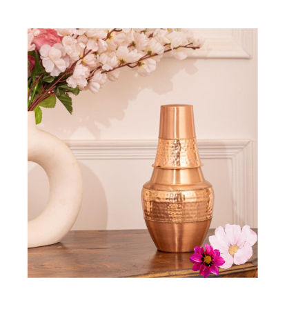 copper jug and glass set
