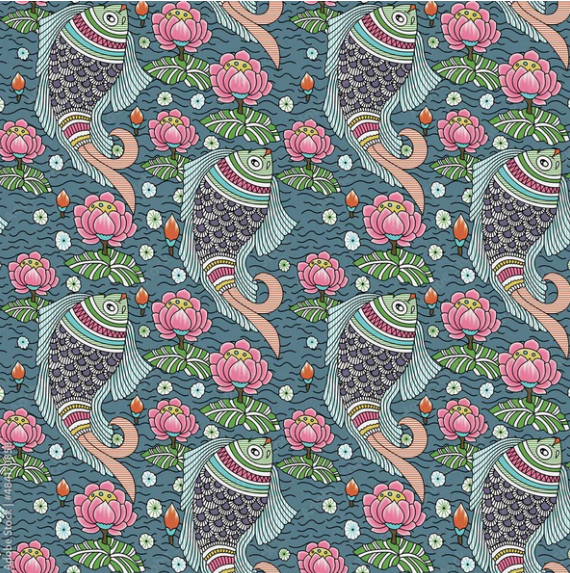 fish pond and lotus wall paper