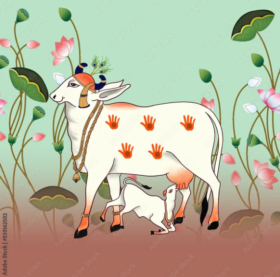 pichwai cow and calf