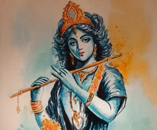 Lord Krishna handpainted lampshade