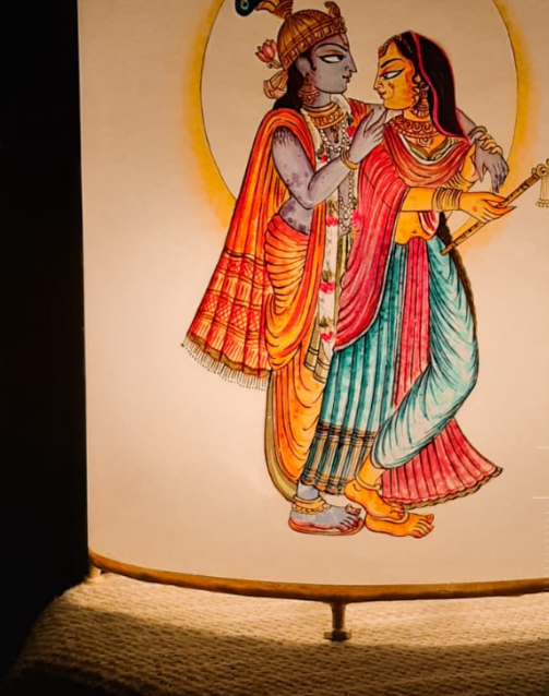 Radha Krishna handpainted lampshade