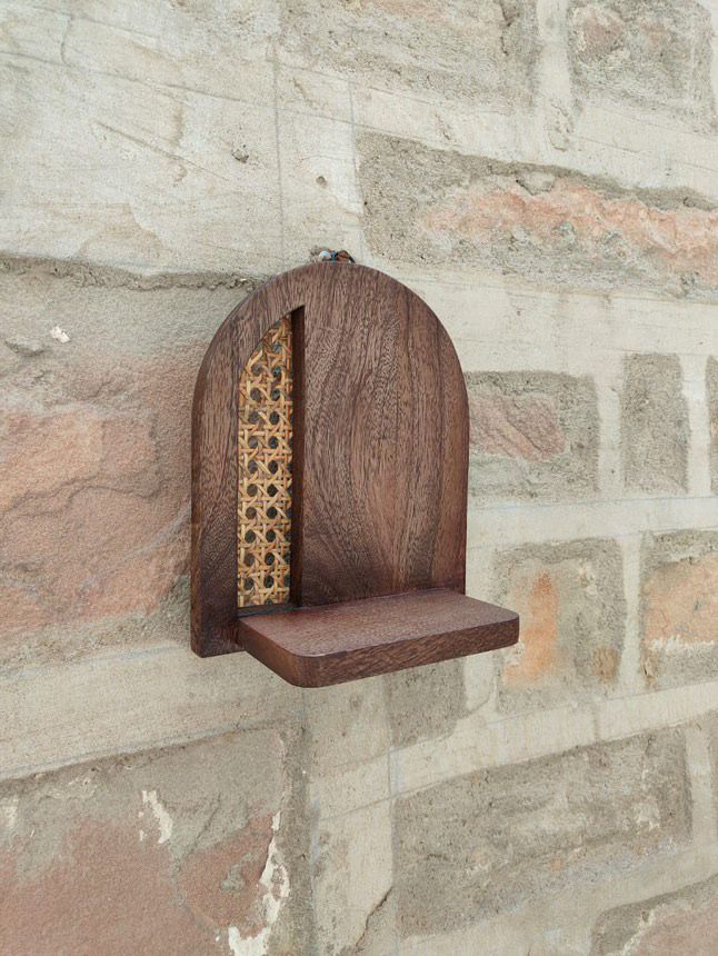 Wooden Wall Frames with Rattan Work - Set of four