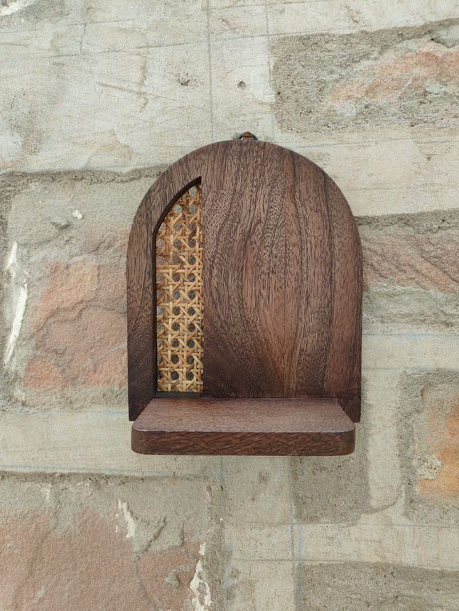 Wooden Wall Frames with Rattan Work - Set of four