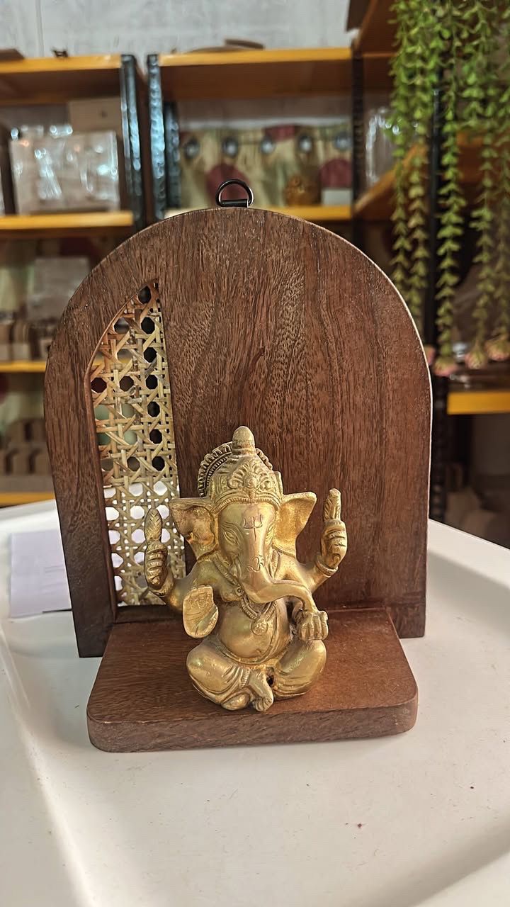 Wooden Wall Frames with Rattan Work - Set of four