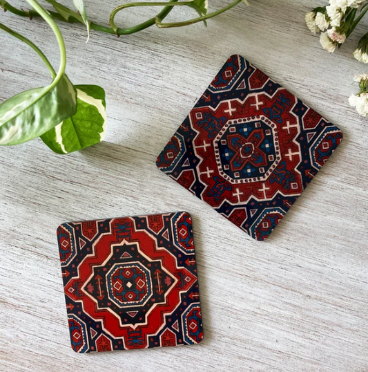 Set of 2 Coasters - Kashmir Carpet art