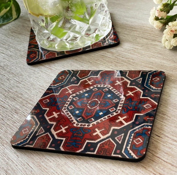 Set of 2 Coasters - Kashmir Carpet art