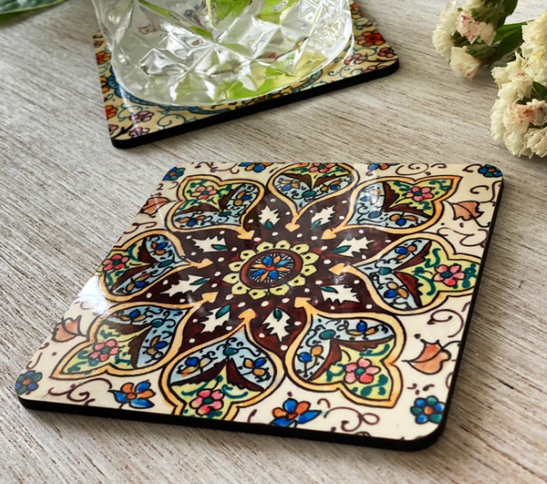 Set of 2 Coasters - Kashmir Art