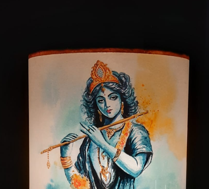 Lord Krishna handpainted lampshade