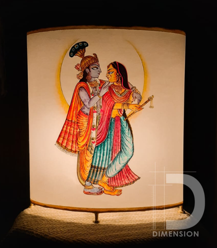 Radha Krishna handpainted lampshade