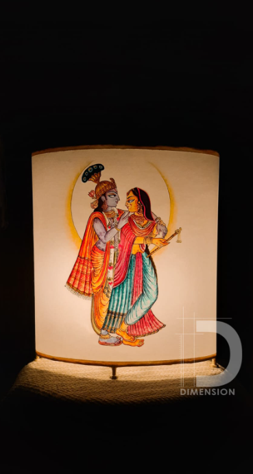 Radha Krishna handpainted lampshade