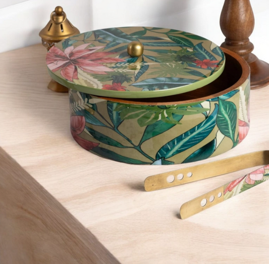 Wooden roti box  - Green