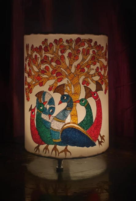 Gond art inspired handpainted lampshade