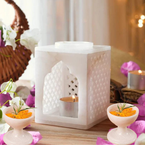 Marble Jaali Tealight holder Marble tealight diffuser with marble diya