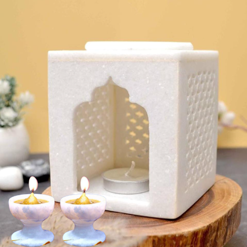 Marble Jaali Tealight holder Marble tealight diffuser with marble diya