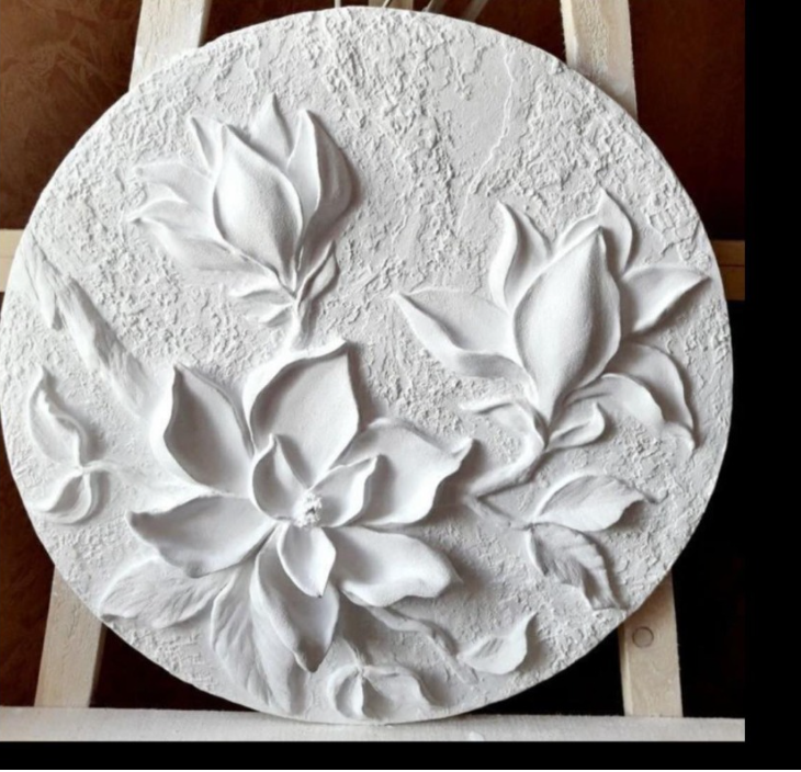 Textured wall art- 3 dimensional art work - Lotus Flower