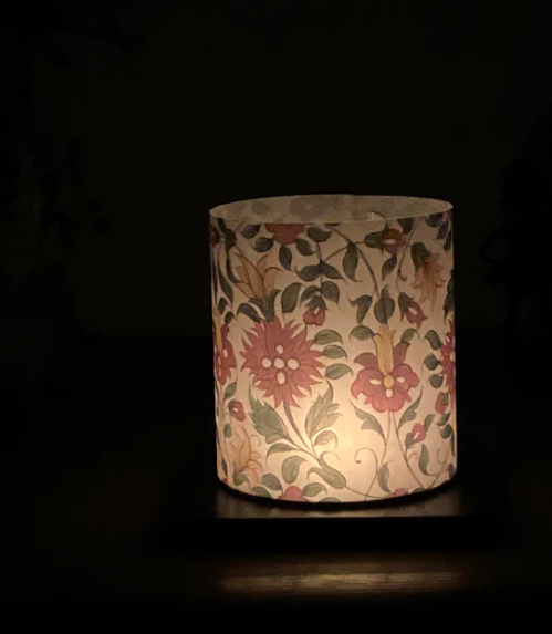 Karauli palace mural inspired tea light lamp