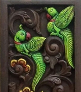 Wooden Wall hanging with intricate carvings of Lord Ganesha