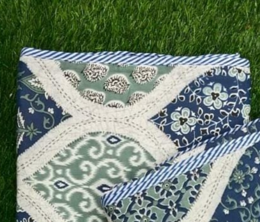 Set of 2 Ajrakh Blankets for summer - SINGLE/ TWIN in blue