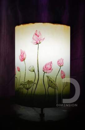 Handpainted Lotus lampshade