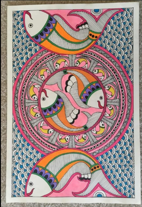 HandPainted art work on GSM paper - Madhubani art