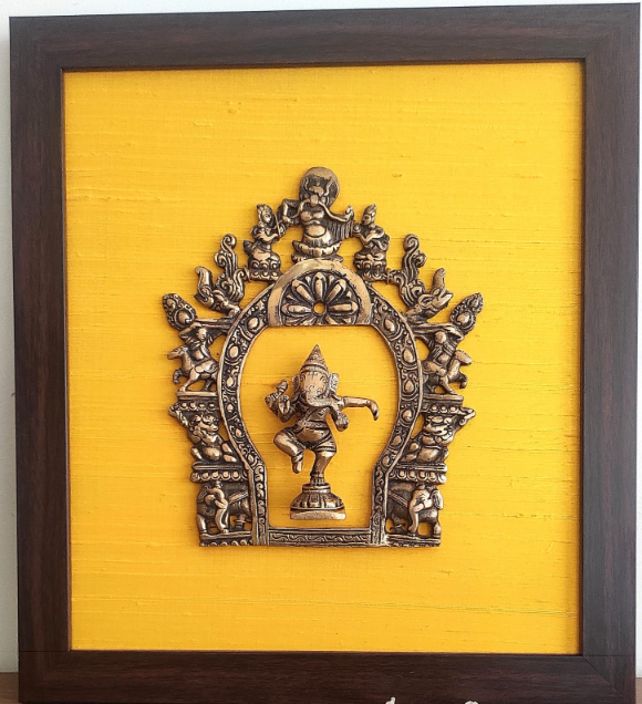 Elegant Ethnic wall decor - Ganesh Prabhavali- yellow background