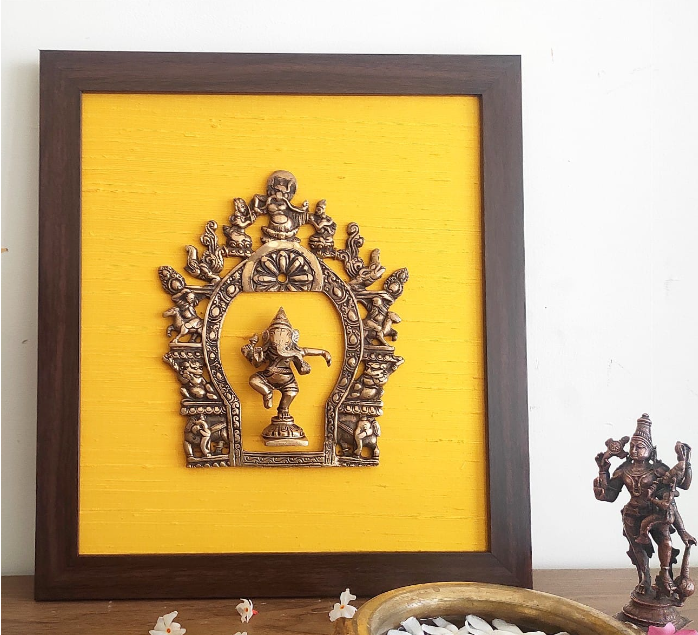 Elegant Ethnic wall decor - Ganesh Prabhavali- yellow background