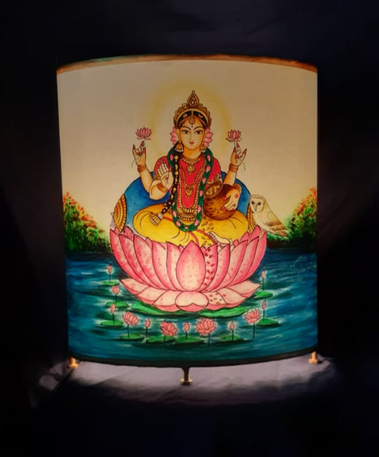 Goddess Lakshmi handpainted lampshade