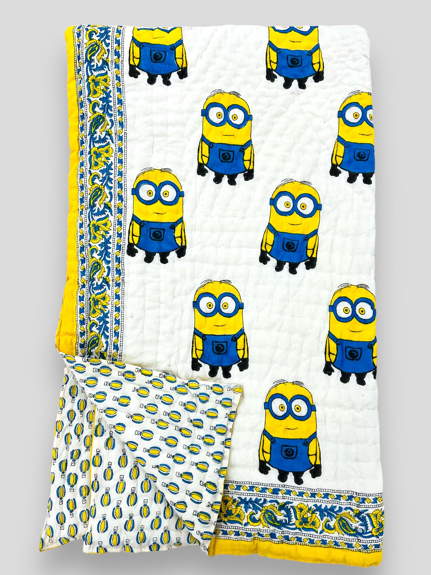 Minion Kids Reversible Cotton Handblock Quilt Comforter