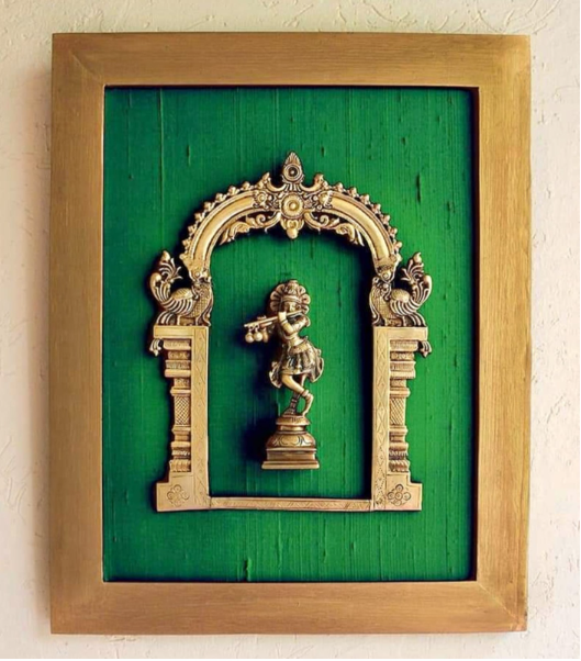 Brass wall decor / Prabhavali - Krishna in Temple Room/ Entry way