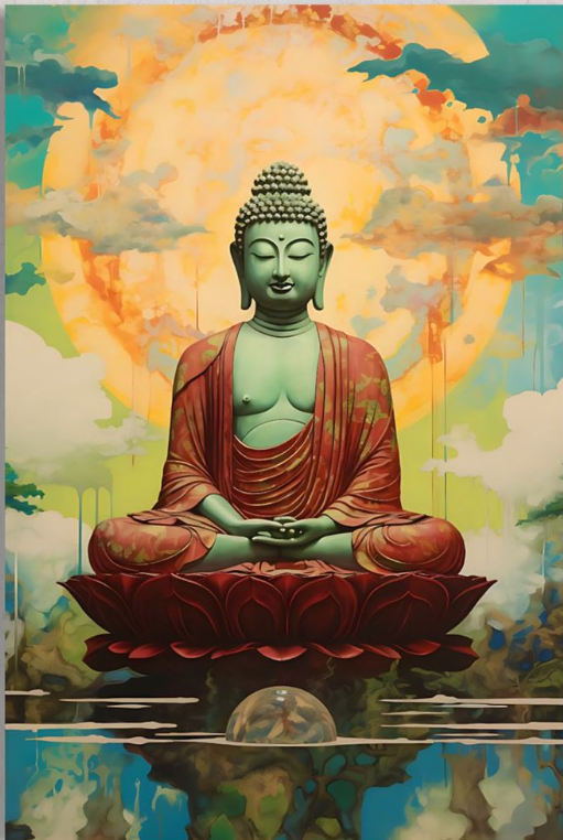 Peaceful Buddha on lotus wall art for living room