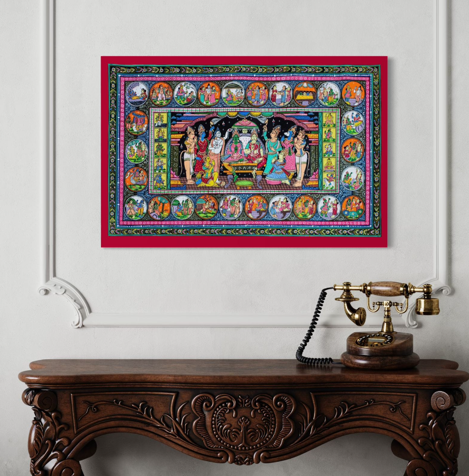 Ram Darbar Pattachitra Art Canvas for wall decor