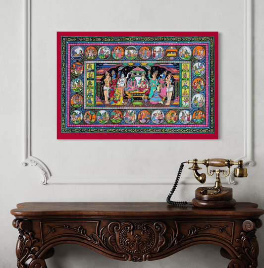 Ram Darbar Pattachitra Art Canvas for wall decor