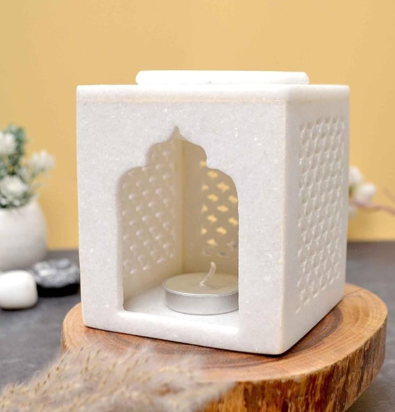 Marble Jaali Tealight holder Marble tealight diffuser with marble diya