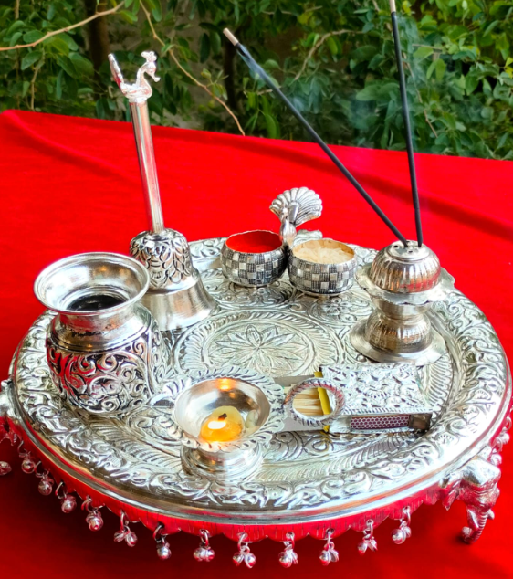 pooja thali in german silver