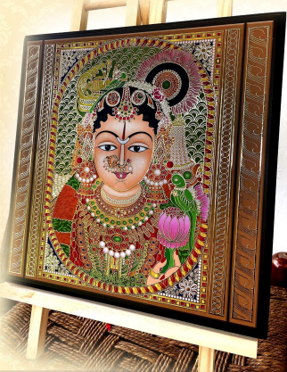 Goddess Aandaal digital wall art with 24 carat gold coated outline