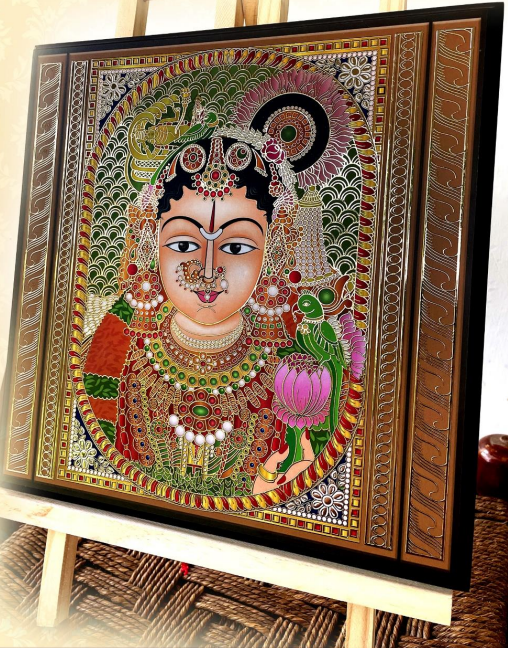 Goddess Aandaal digital wall art with 24 carat gold coated outline