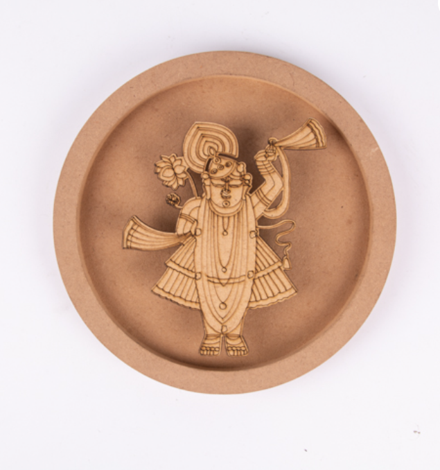 MDF Cutouts wall plate - Krishna and cow.