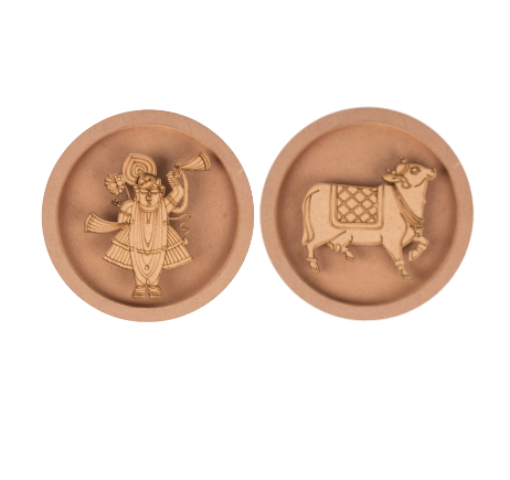 MDF Cutouts wall plate - Krishna and cow.