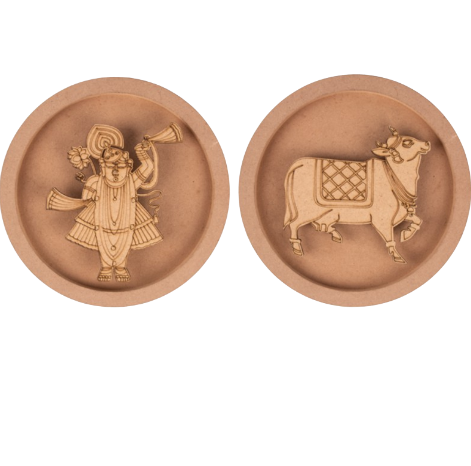 MDF Cutouts wall plate - Krishna and cow.