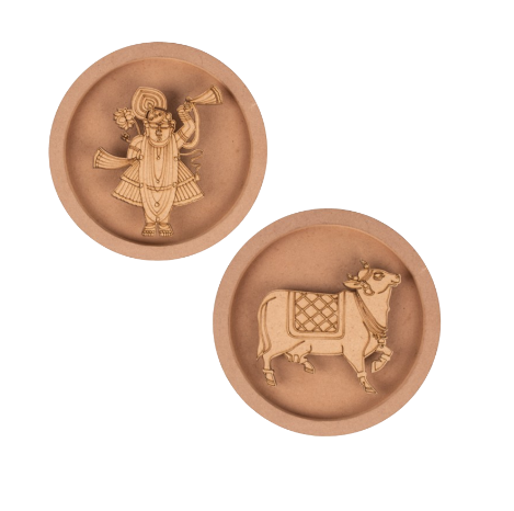 MDF Cutouts wall plate - Krishna and cow.