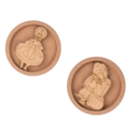 Set of 2 MDF Cutouts wall plate - Kuchipudi dance form and Sleeping Buddha