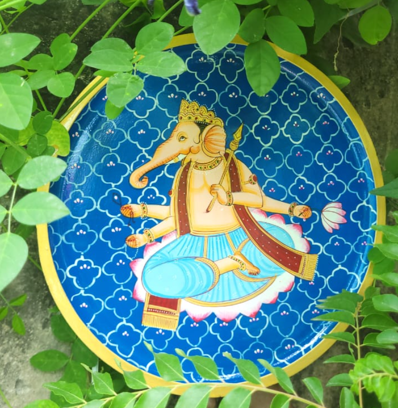 Ganesha pichwai wall plate