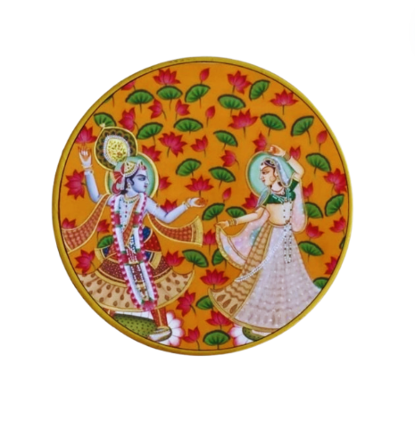 krishna radha dance wall plate