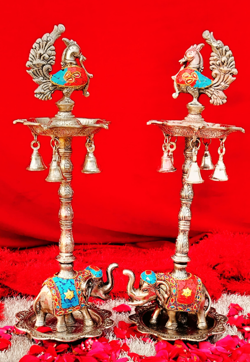 south indian diya stand