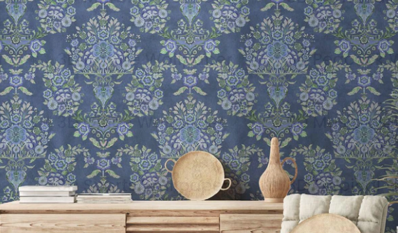 royal blue wall paper