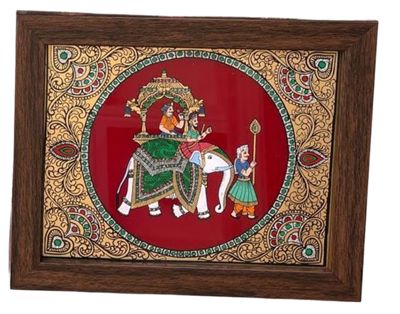 Jharokha Decor with 2 Tanjore Art inspired Frames – Traditional Indian Wall Art